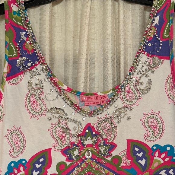 Joyous & Free Colorful V-Neck Beaded Mini Dress - Picture 3 of 4